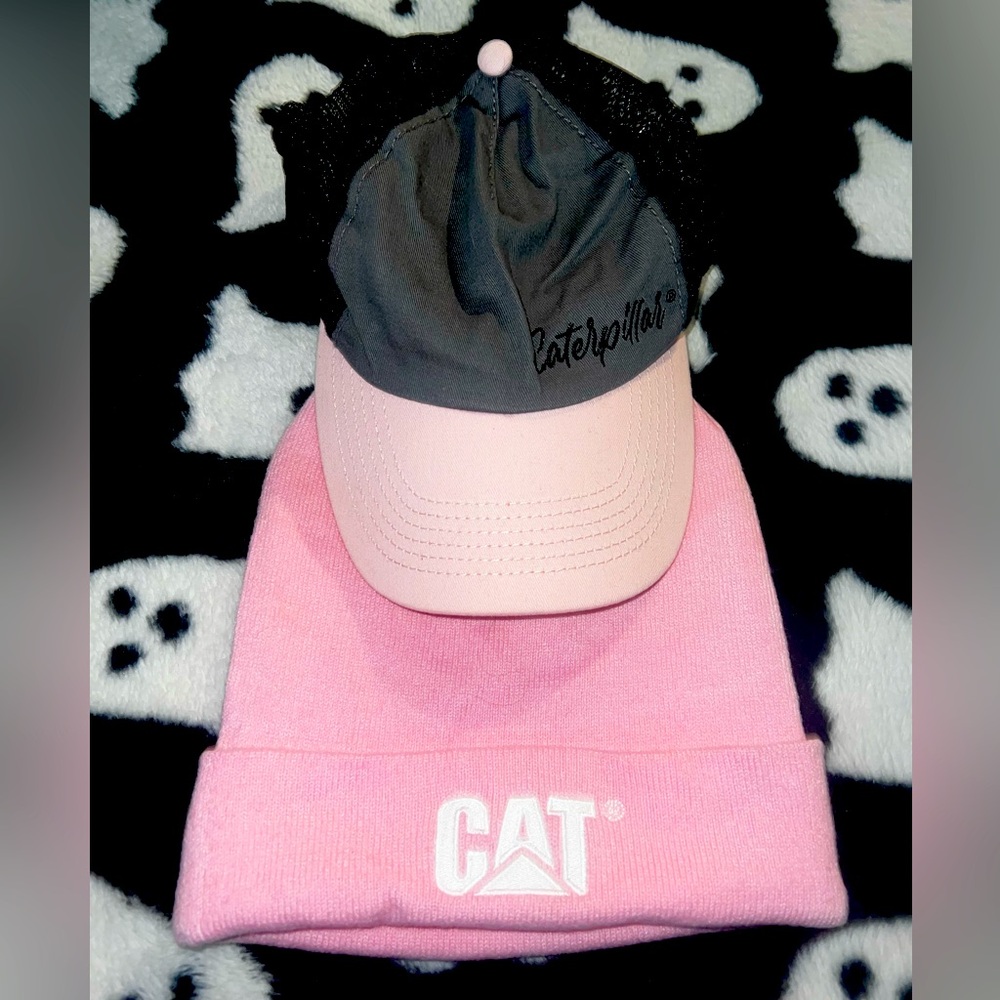 Caterpillar Kids Pink and Gray Hat Set
